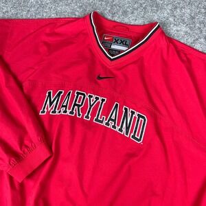 VTG Maryland Terrapins Jacket Men 2XL Red Nike Team Pullover Swoosh 90s Terps